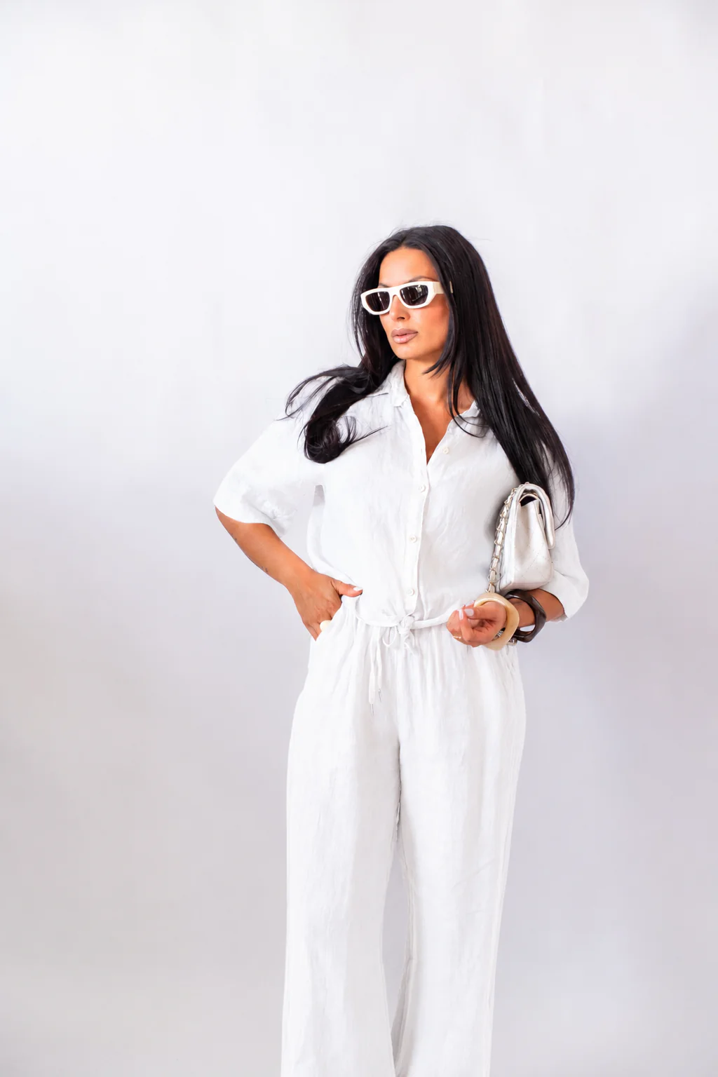 Camicia In Lino Crop
