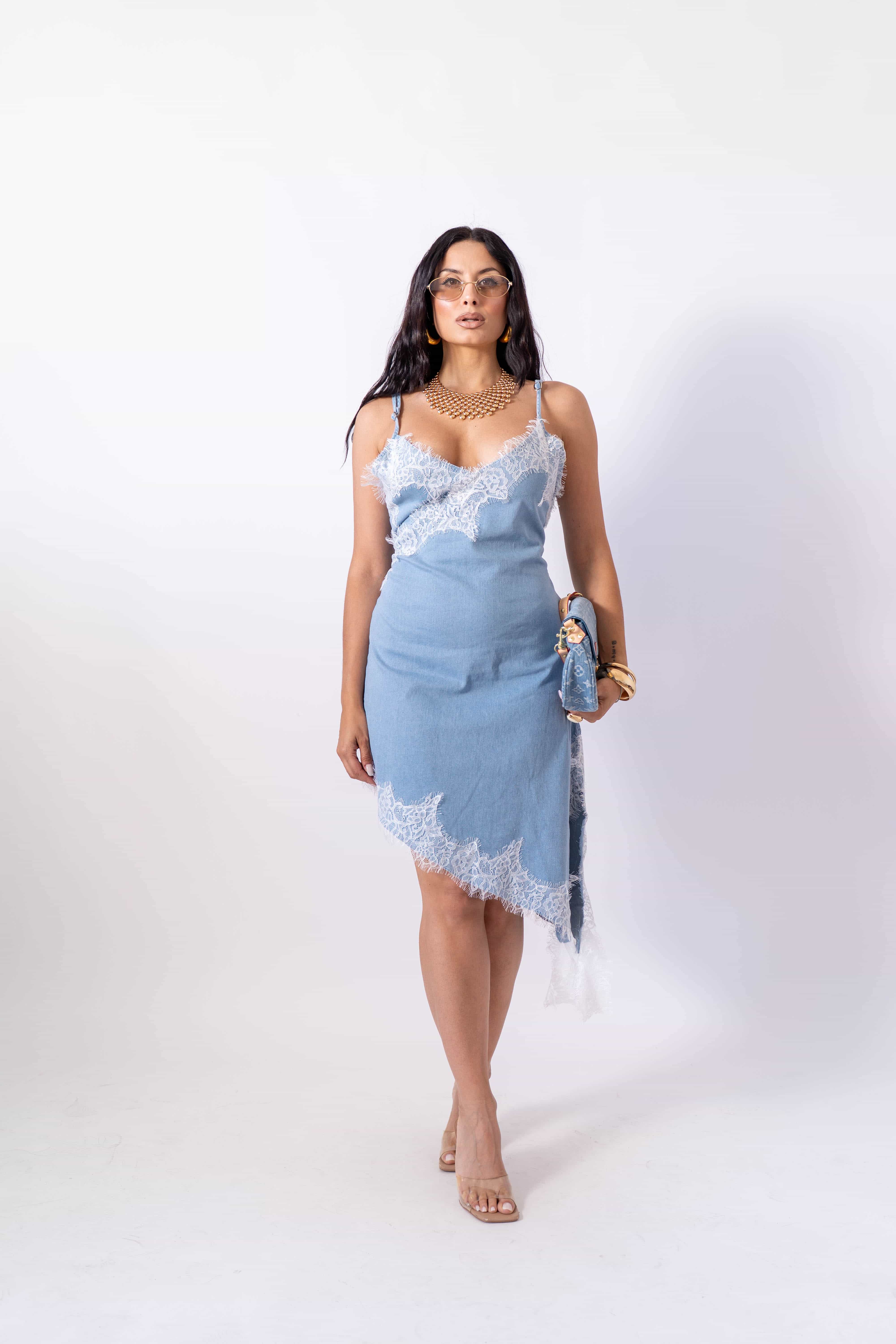 Dress In Denim Orlo In Pizzo