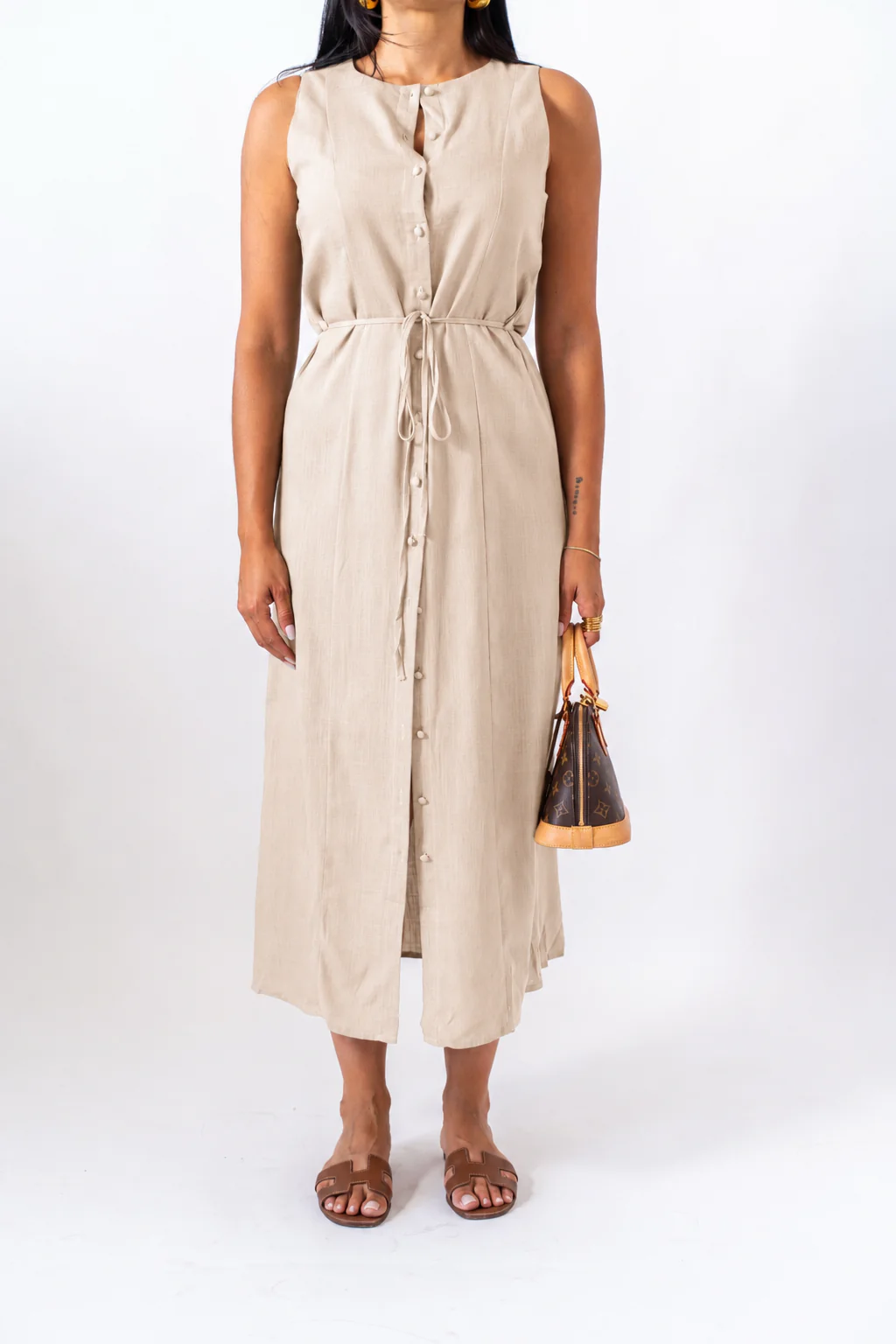 Dress In Lino Beige - Image 3