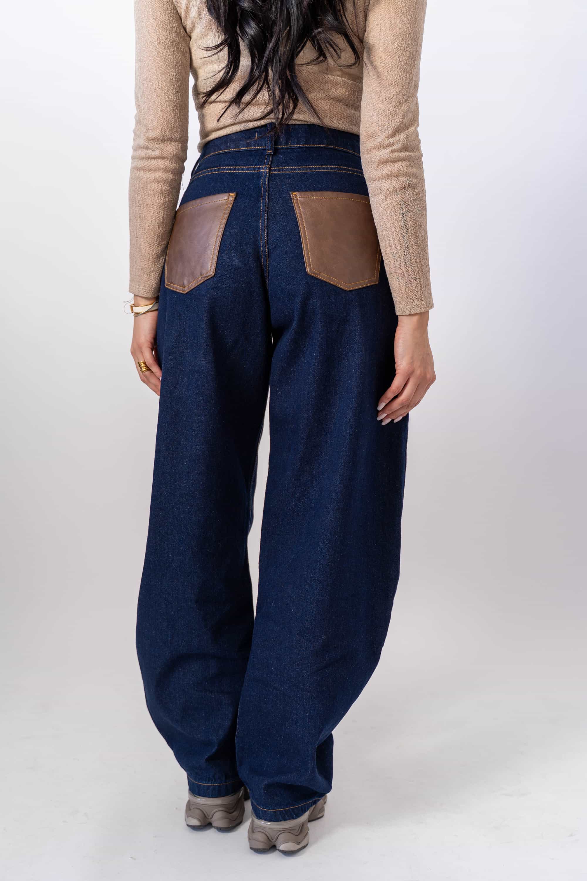 Jeans Con Tasche Marroni Lavaggio Zero - Image 3