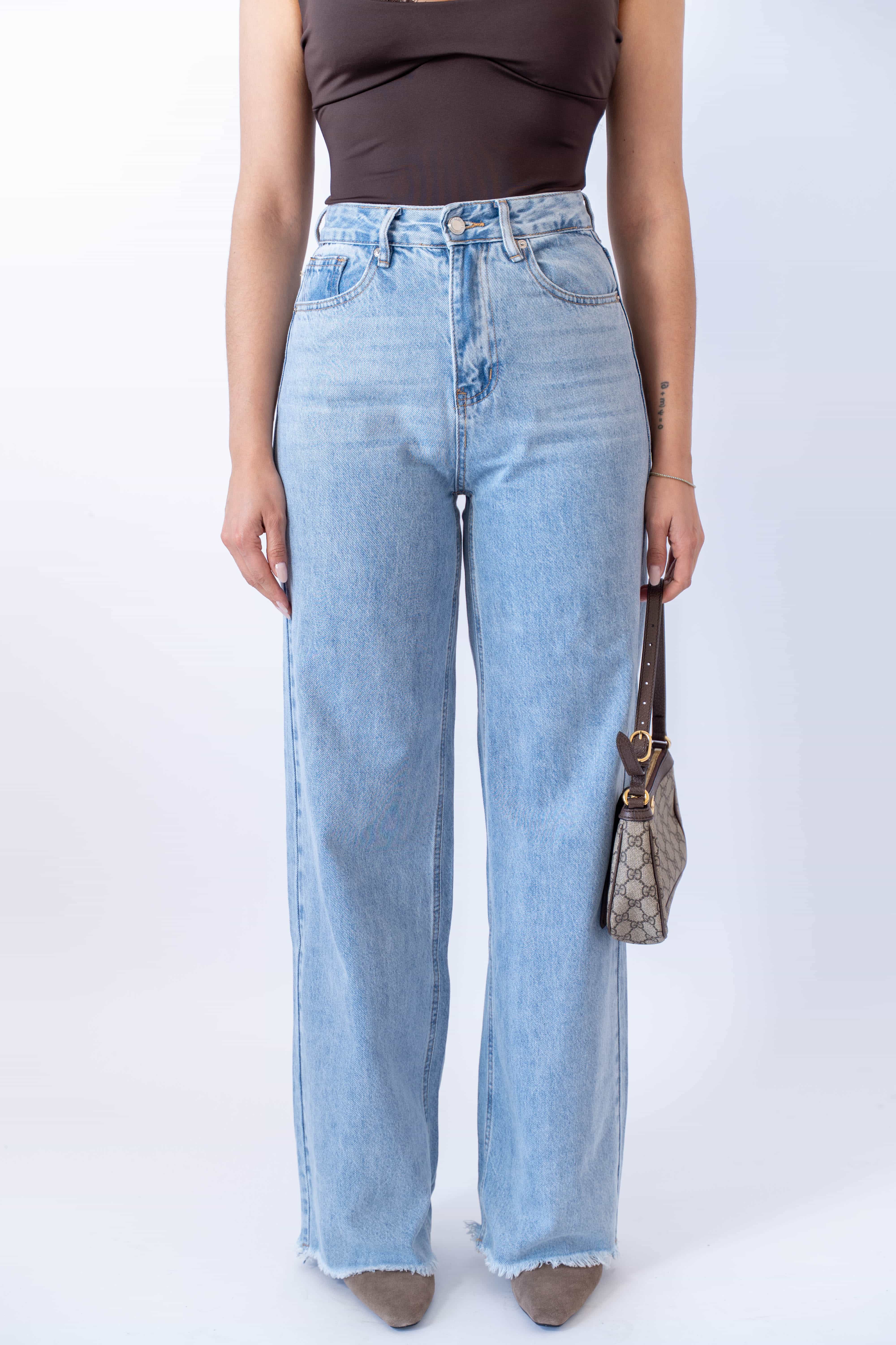 Jeans Denim Chiaro Sfrangiato
