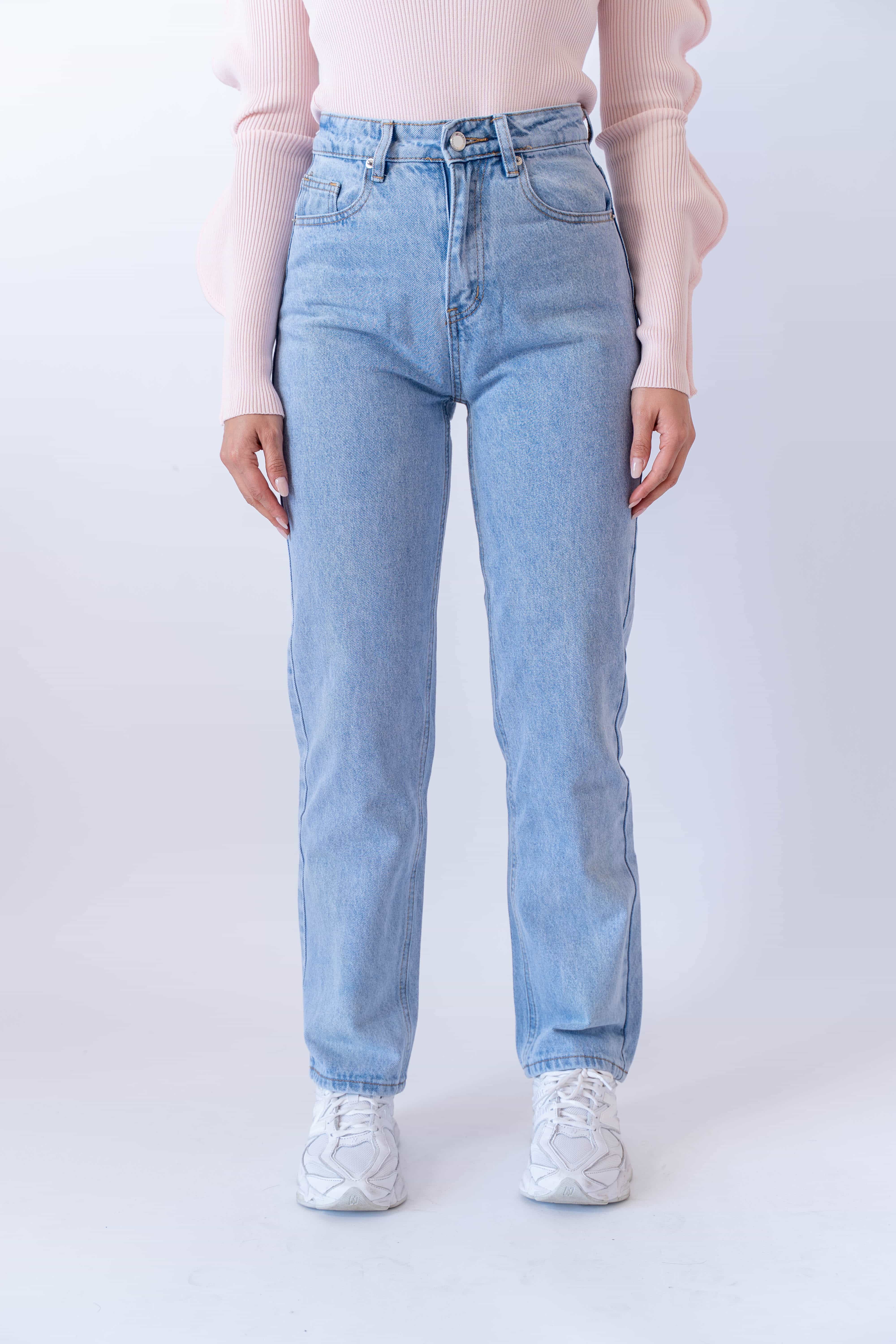 Jeans Mom Fit Denim Chiaro