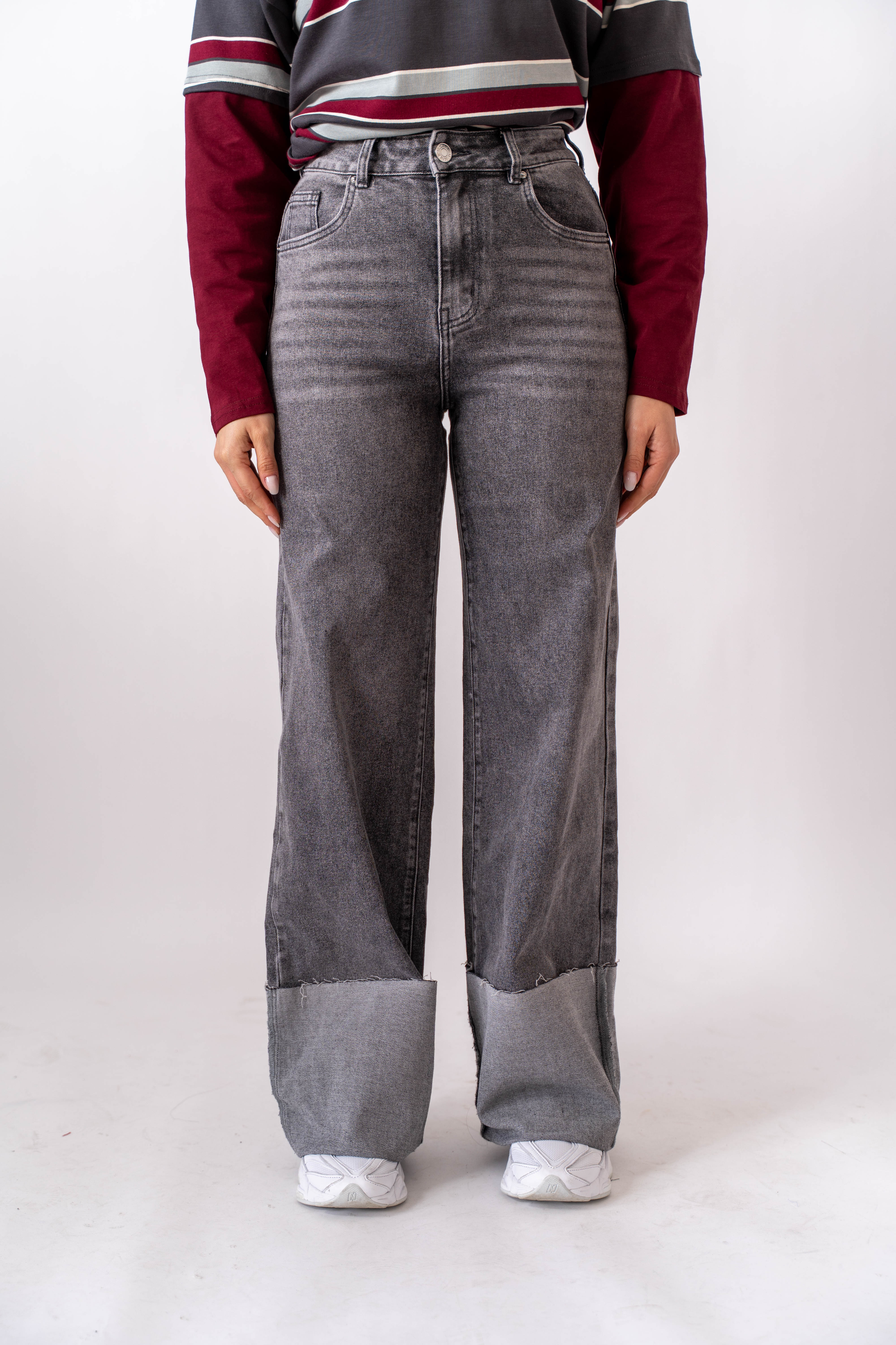 Jeans Wide Baggy Grigio