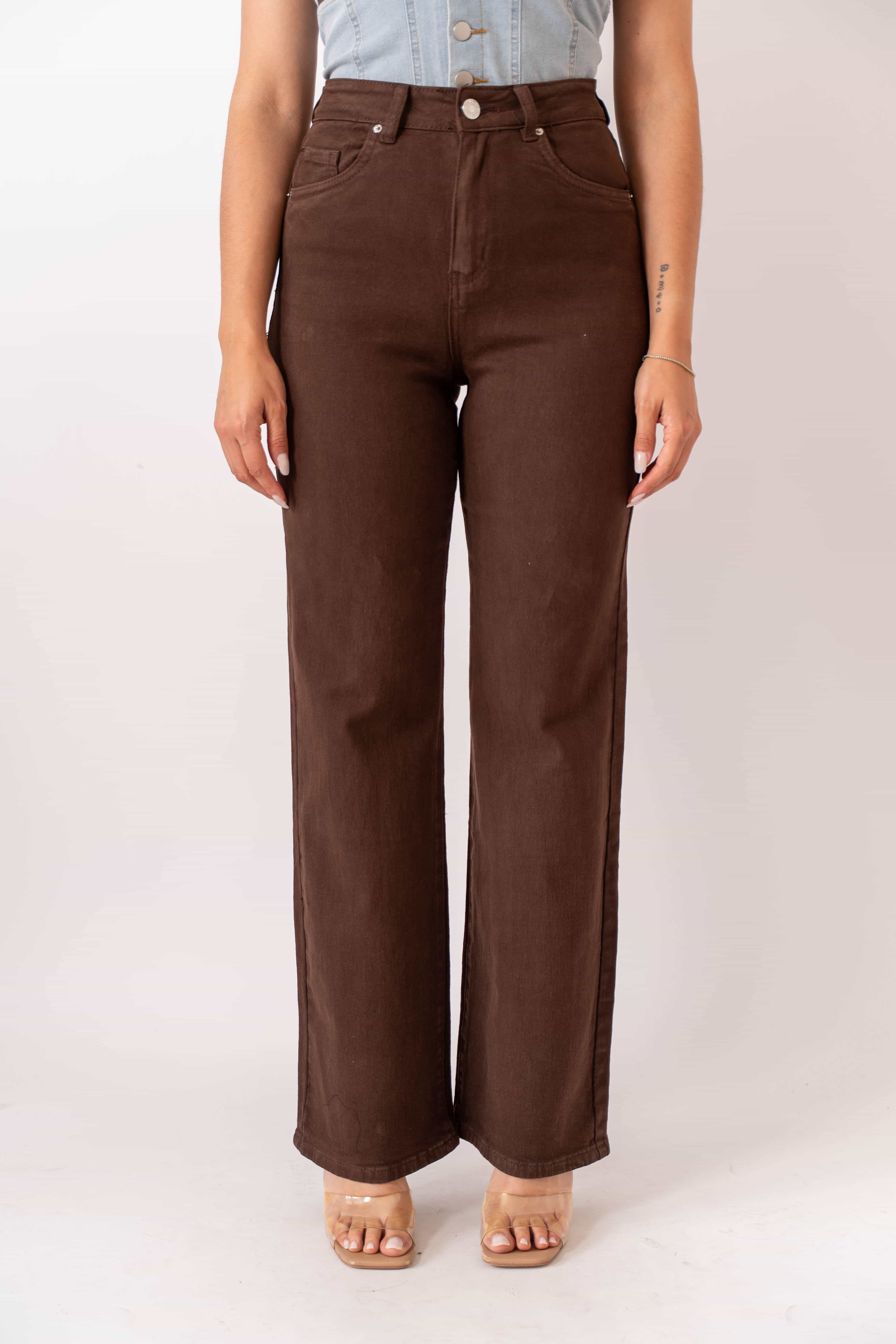 Jeans Wide Leg Brown