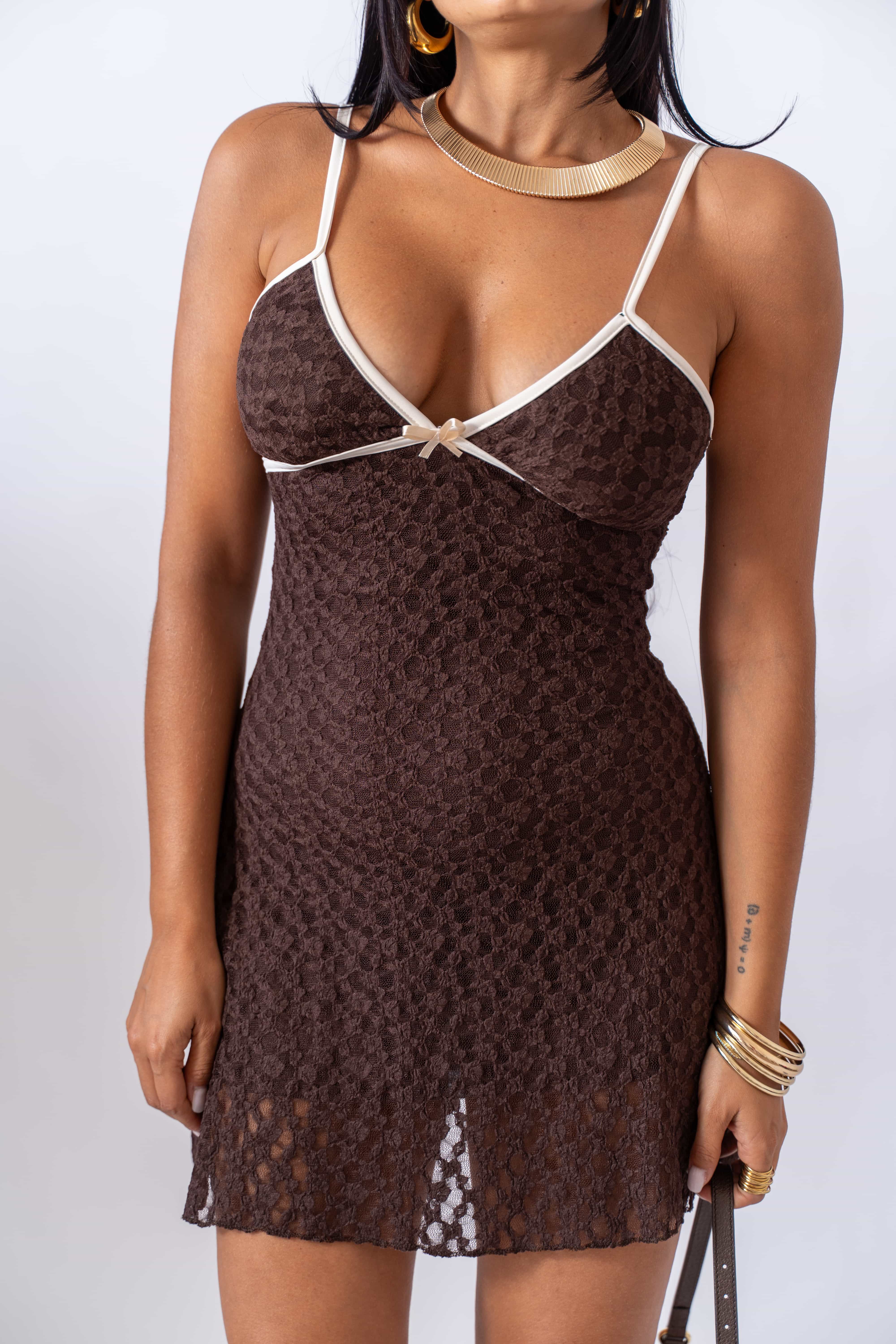 Mini Dress In Pizzo - Image 4